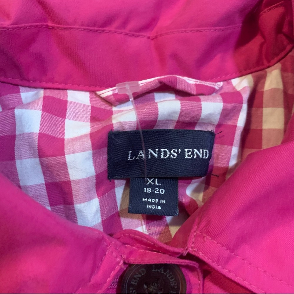Lands’ End Pink Trench Coat Jacket XL - Picture 5 of 8